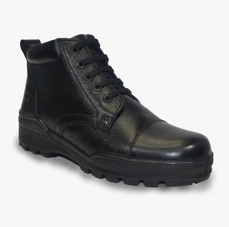 TSF 768 Shoes  Leather Ankle Boots Black colour | Lace-Up & Zip Design | Cushioned Insole |