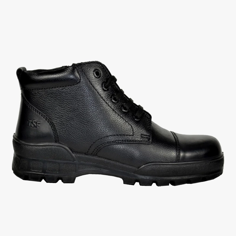 TSF 768 Shoes  Leather Ankle Boots Black colour | Lace-Up & Zip Design | Cushioned Insole |
