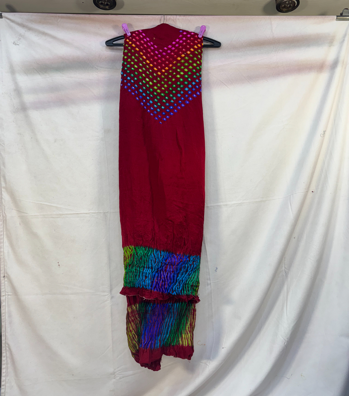 Kala Sanskruti multi & Red – Color Pure Silk Bandhani Dress – 2.5 M Each Piece – Elegant Traditional Wear Pure Silk Dress for Women