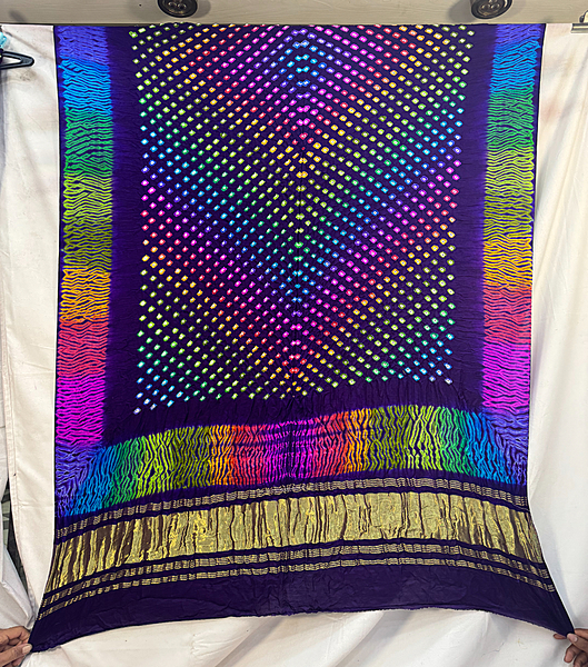 Kala Sanskruti multi & purple – Color Pure Silk Bandhani Dress – 2.5 M Each Piece – Elegant Traditional Wear Pure Silk Dress for Women