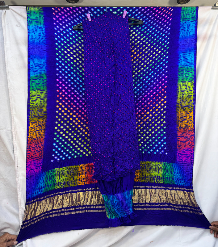 Kala Sanskruti multi & purple – Color Pure Silk Bandhani Dress – 2.5 M Each Piece – Elegant Traditional Wear Pure Silk Dress for Women