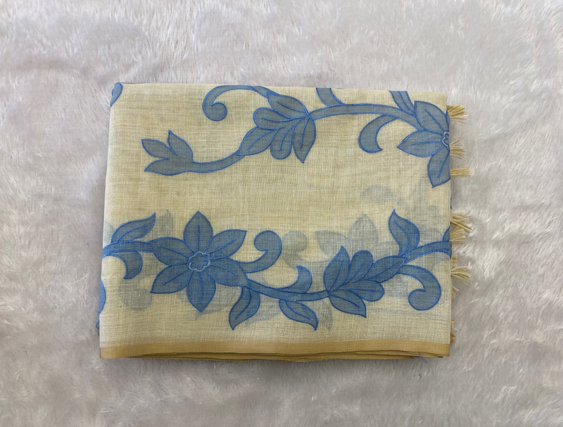 Madavi - The Linen Saree in Applique Work SWS183
