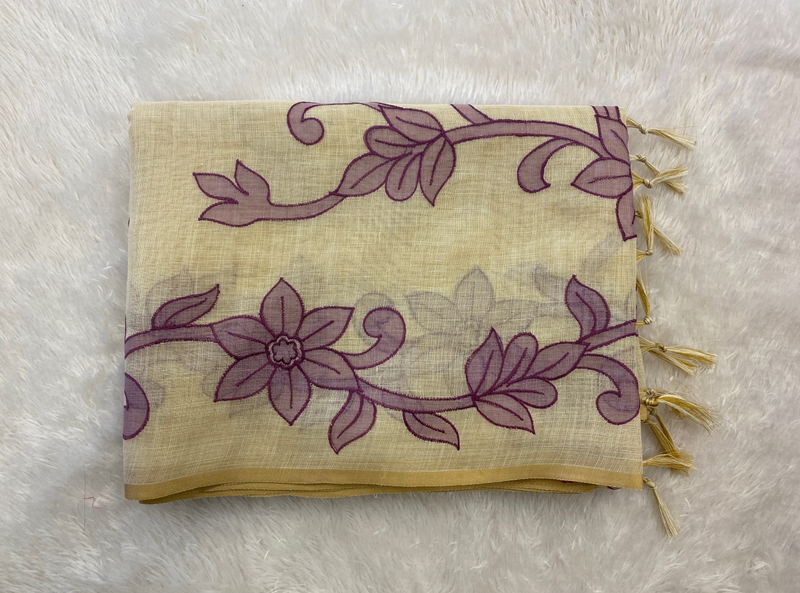 Madavi - The Linen Saree in Applique Work SWS182