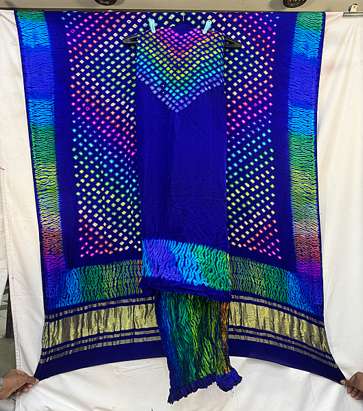 Kala Sanskruti multi & purple – Color Pure Silk Bandhani Dress – 2.5 M Each Piece – Elegant Traditional Wear Pure Silk Dress for Women