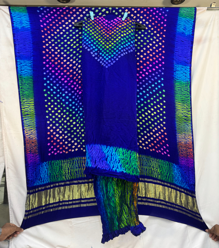 Kala Sanskruti multi & purple – Color Pure Silk Bandhani Dress – 2.5 M Each Piece – Elegant Traditional Wear Pure Silk Dress for Women