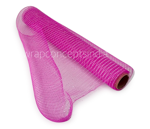 Net with Thin Silver Stripes - Fuchsia Pink