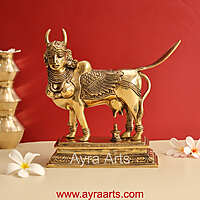 Brass Surabhi Kamadhenu The Wish Fulfilling Cow Idol  -  9 Inch Height