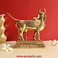 Brass Surabhi Kamadhenu The Wish Fulfilling Cow Idol  -  9 Inch Height