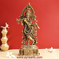 Murlidhar Krishna Brass Statue - 13 Inch Height