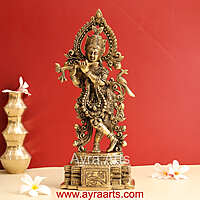 Murlidhar Krishna Brass Statue - 13 Inch Height