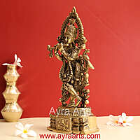 Murlidhar Krishna Brass Statue - 13 Inch Height