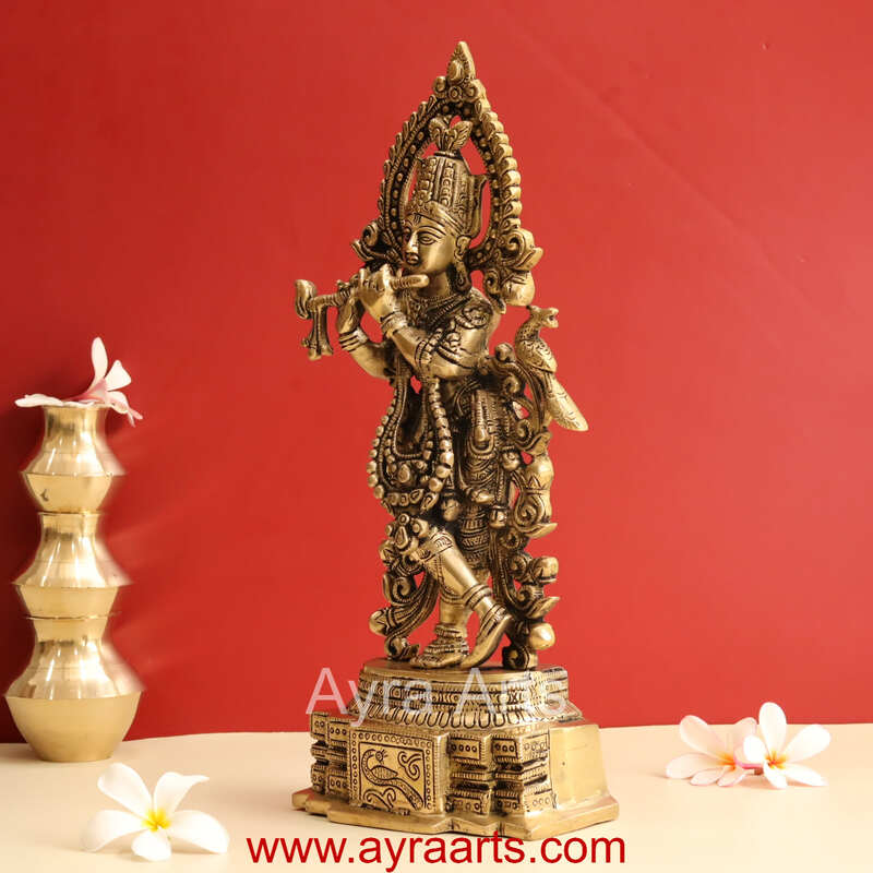 Murlidhar Krishna Brass Statue - 13 Inch Height