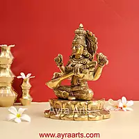Buy Brass Superfine Goddess Saraswati Sitting on Lotus - 11 Inch Height