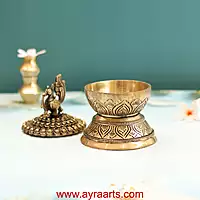 Handcrafted Brass Loban Dhoop Dani with Peacock Incense Dhoop Burner for Home Office Temple Prayer - 7 Inch Height