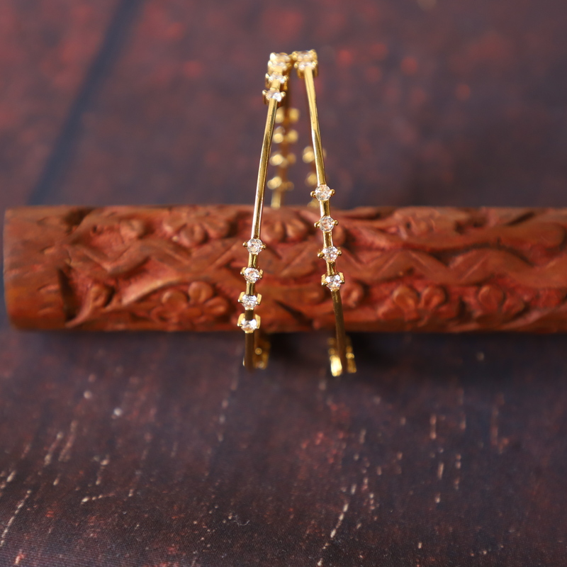 gold finish AD stone fancy bangle