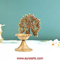 Pure Brass Kalpavriksha Tree Diya Oil lamp - 6 Inch Height
