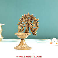 Pure Brass Kalpavriksha Tree Diya Oil lamp - 6 Inch Height