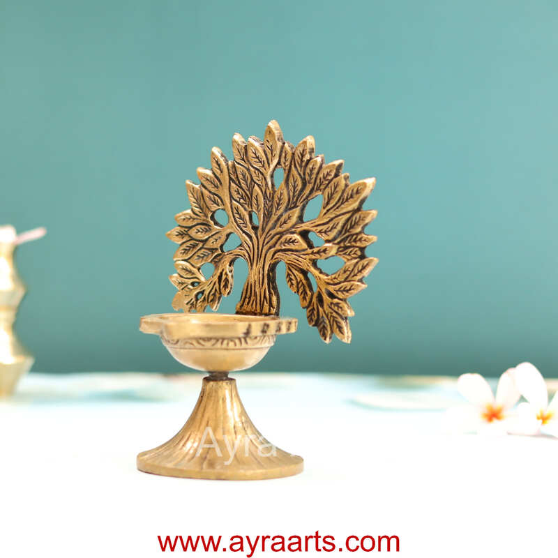 Pure Brass Kalpavriksha Tree Diya Oil lamp - 6 Inch Height