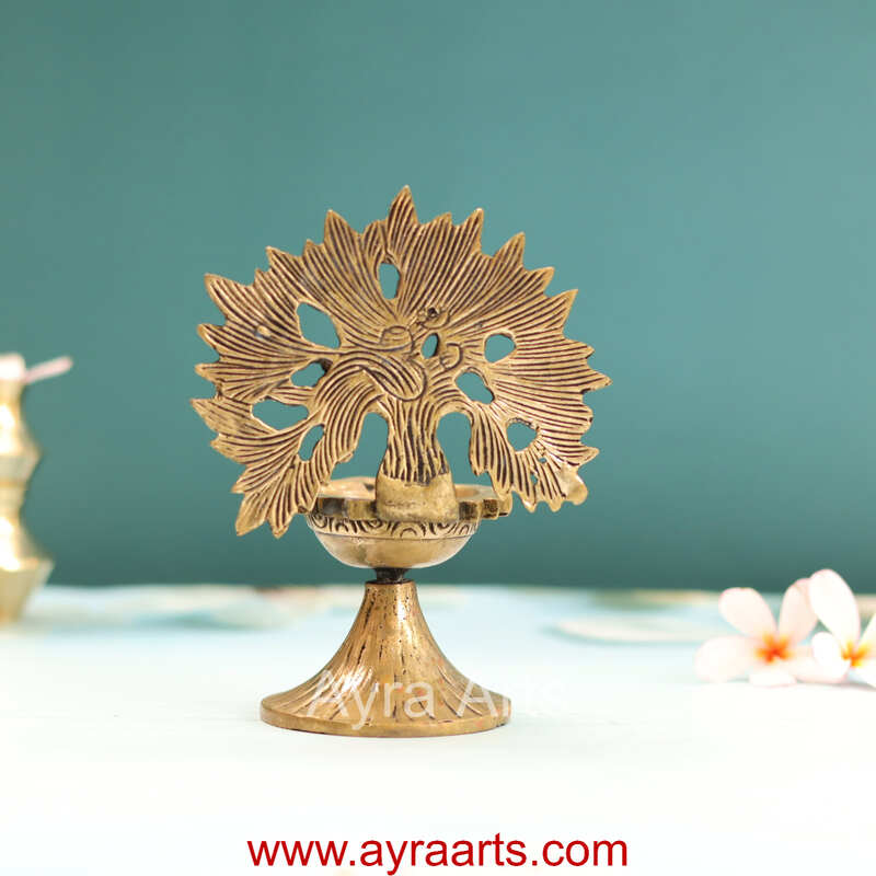 Pure Brass Kalpavriksha Tree Diya Oil lamp - 6 Inch Height