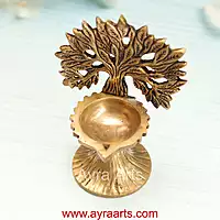 Pure Brass Kalpavriksha Tree Diya Oil lamp - 6 Inch Height