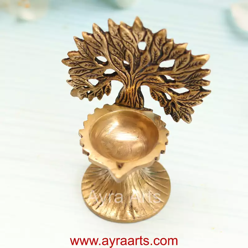 Pure Brass Kalpavriksha Tree Diya Oil lamp - 6 Inch Height