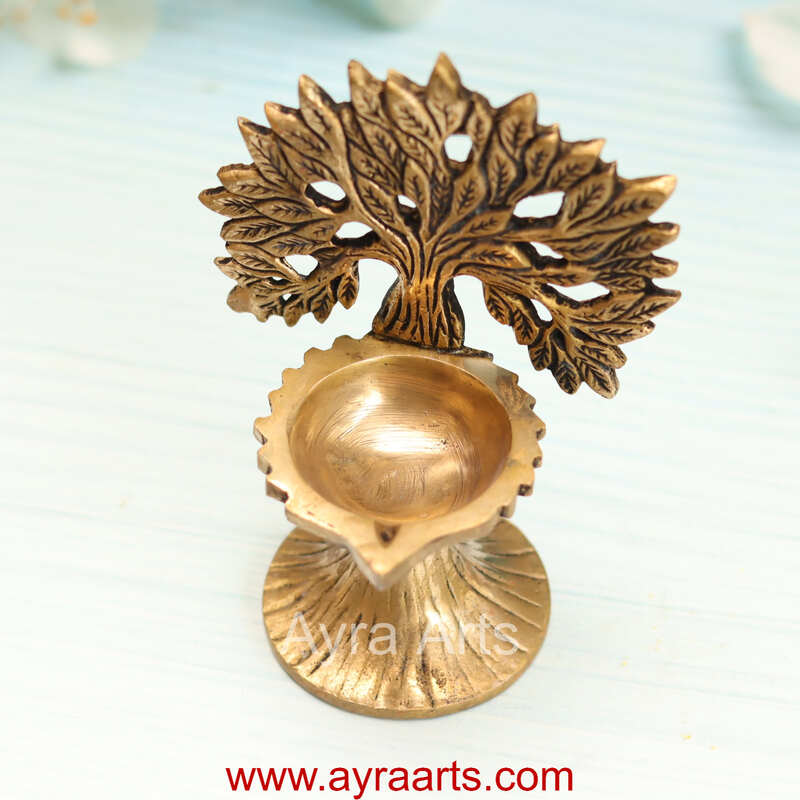 Pure Brass Kalpavriksha Tree Diya Oil lamp - 6 Inch Height