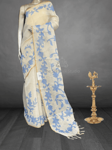 Madavi - The Linen Saree in Applique Work SWS183