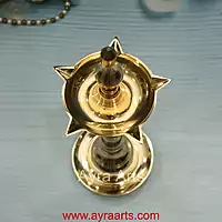 Traditional Brass Kerala Panchmukhi Kalash Deepak | Nilavilakku Oil Lamp with 5 Wicks Standing Puja Diya for Inauguration & Home Temple