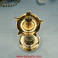 Traditional Brass Kerala Panchmukhi Kalash Deepak | Nilavilakku Oil Lamp with 5 Wicks Standing Puja Diya for Inauguration & Home Temple