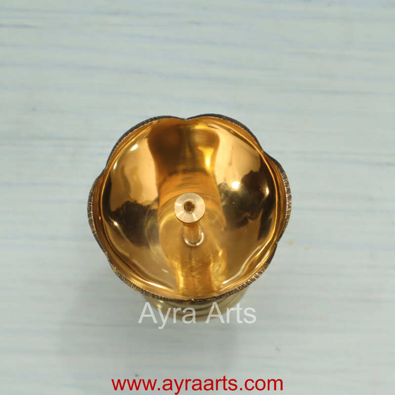 Brass Diamond Pyali Puja Diya Oil Lamp Size 1 - 3.3 Inch Height