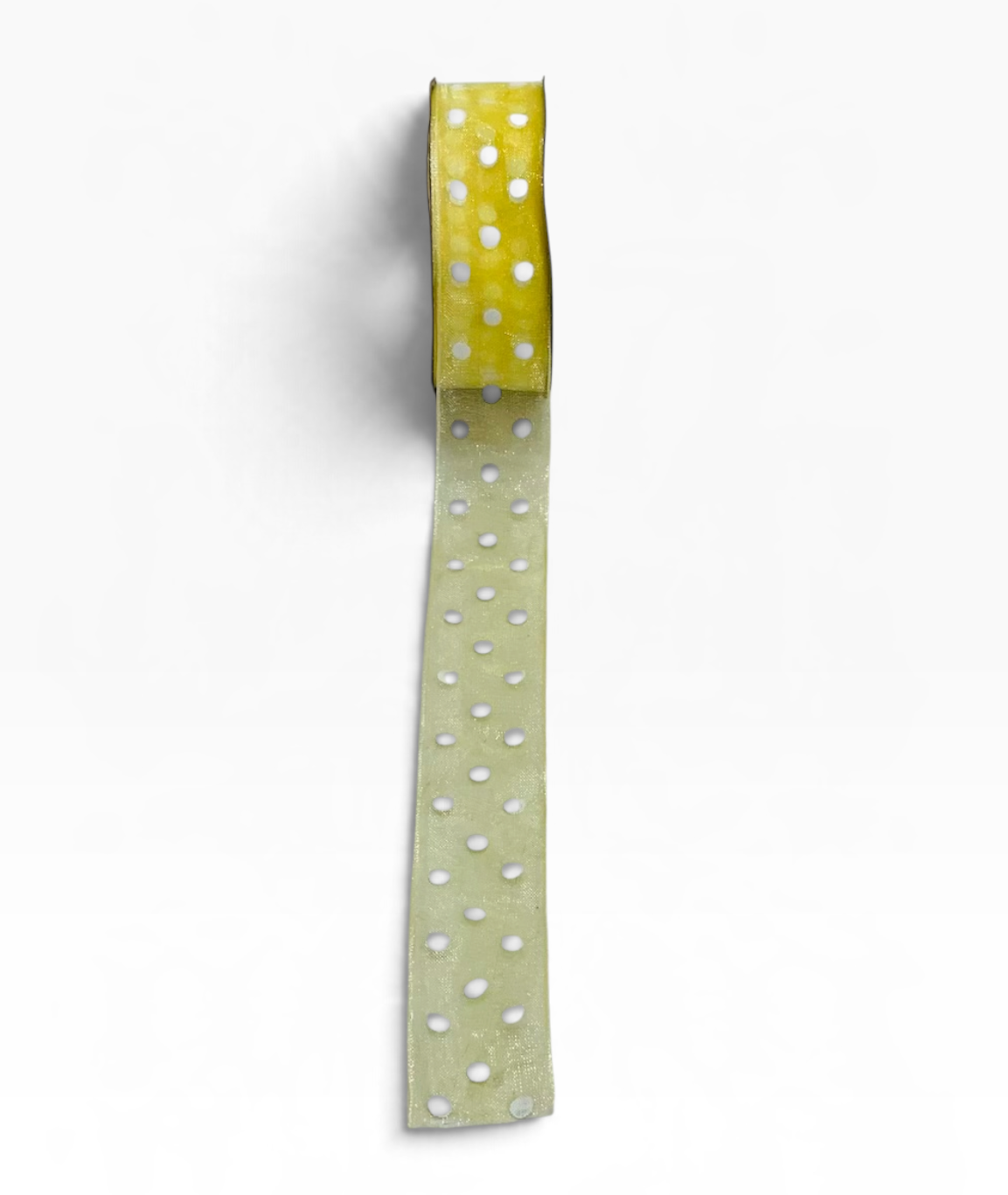 Lemon Organza Polka Dot Ribbon-20 Yards-2.5 cms