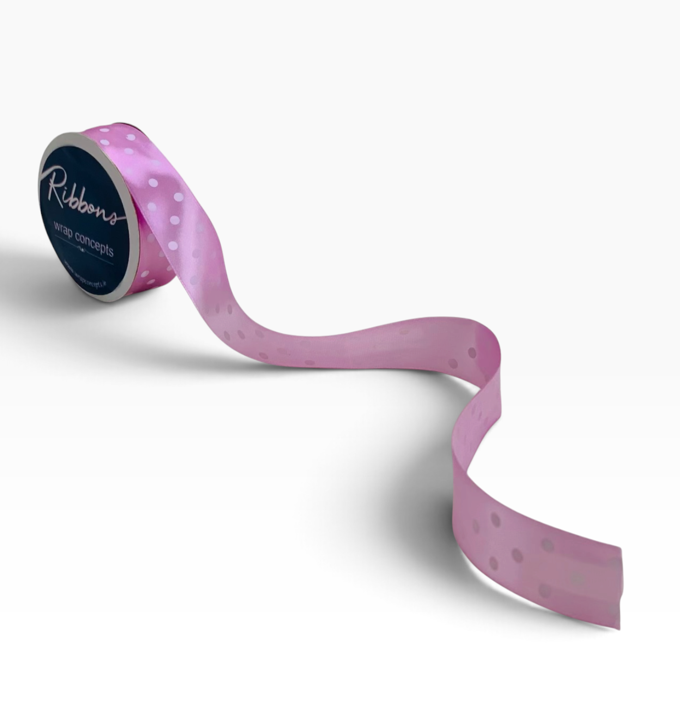Rose Pink Satin Polka Ribbon - 25 mm - 20 Yards