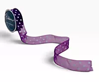 Deep Purple Organza Polka Dot Ribbon-20 Yards-2.5 cms