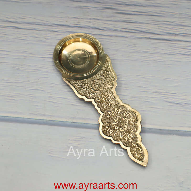 Brass Karpoora Aarti Camphor Burner Spoon for Pooja & Mandir Use