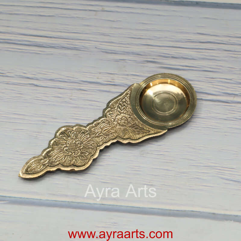 Brass Karpoora Aarti Camphor Burner Spoon for Pooja & Mandir Use