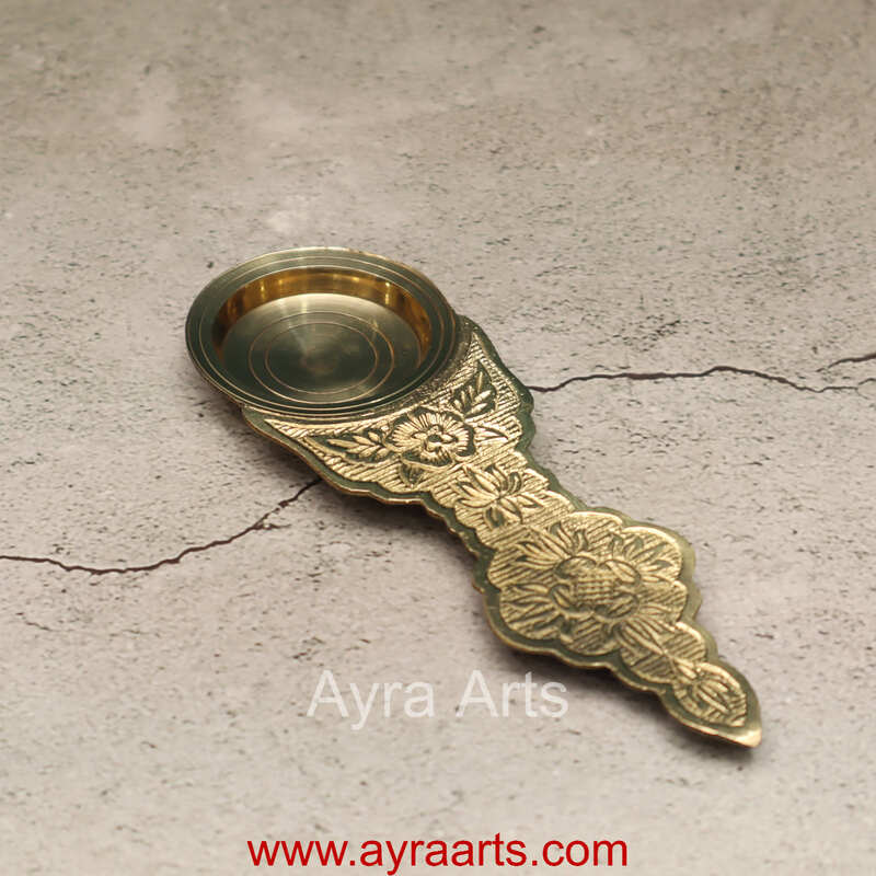 Brass Karpoora Aarti Camphor Burner Spoon for Pooja & Mandir Use