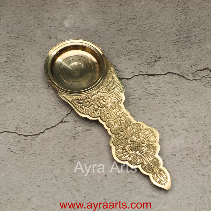 Brass Karpoora Aarti Camphor Burner Spoon for Pooja & Mandir Use