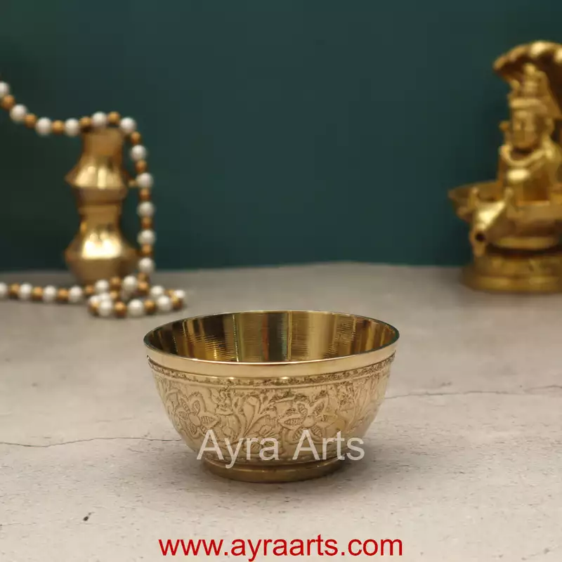 Brass Katori Embossed - 3.3 Inch Length