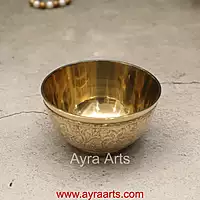 Brass Katori Embossed - 3.3 Inch Length