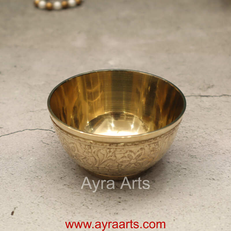 Brass Katori Embossed - 3.3 Inch Length