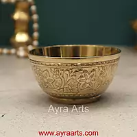Brass Katori Embossed - 3.3 Inch Length