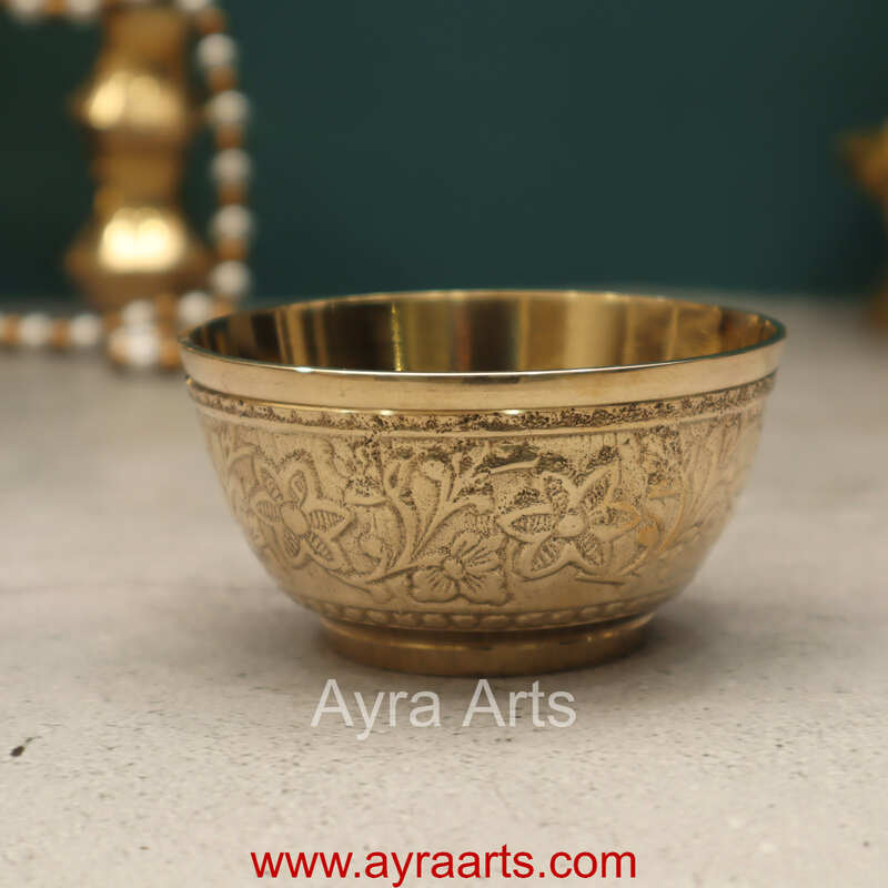 Brass Katori Embossed - 3.3 Inch Length