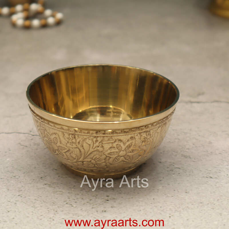 Brass Katori Embossed - 3.3 Inch Length