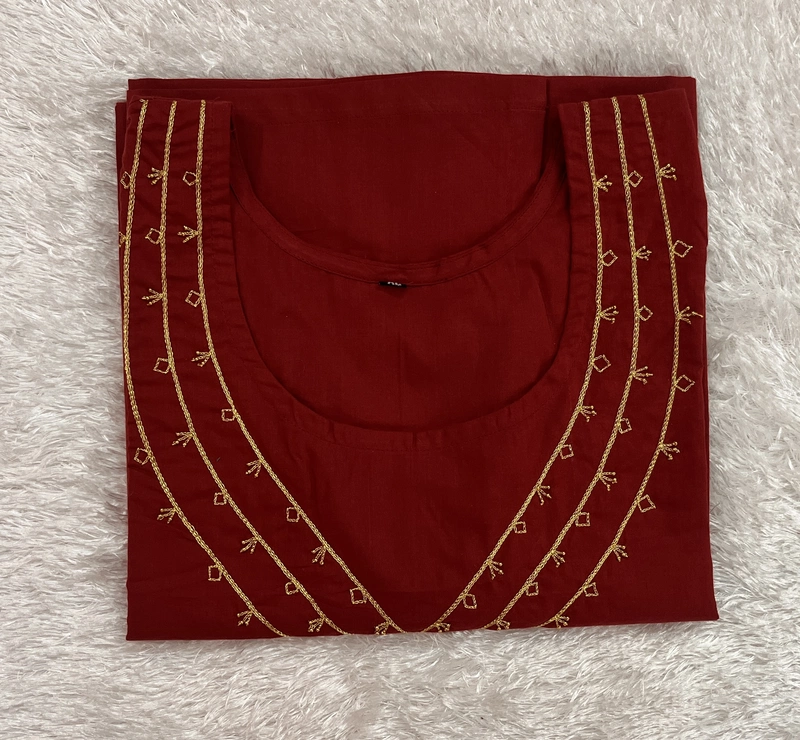 Crimson Grace – Golden Embroidered Kurti