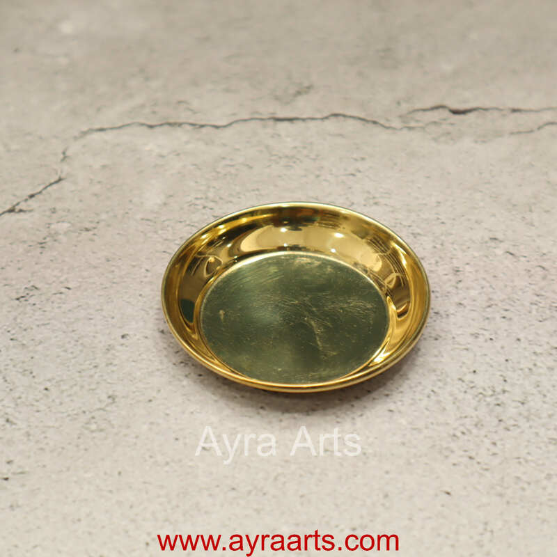 Pure Indian Traditional Handmade Brass Golden Color Plain Plate