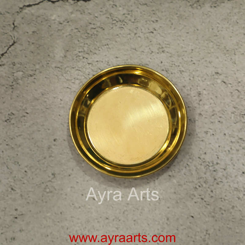 Pure Indian Traditional Handmade Brass Golden Color Plain Plate