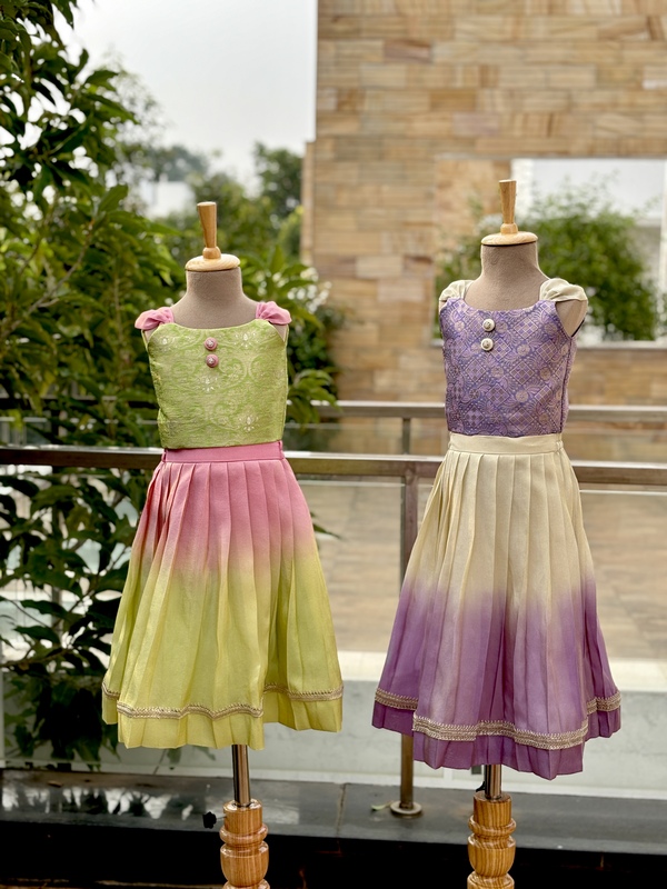 Violet Grace Brocade-ombré Silk Set