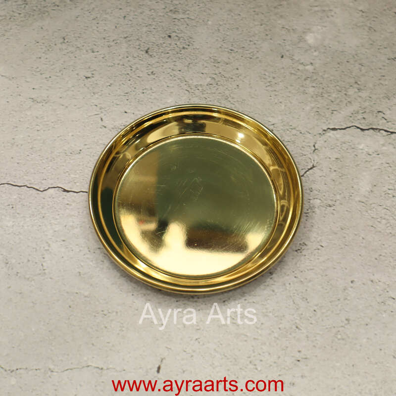 Pure Indian Traditional Handmade Brass Golden Color Plain Plate