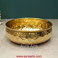 Brass Traditional Decorative Bowl Royal Urli Embossed Design for Home Decor