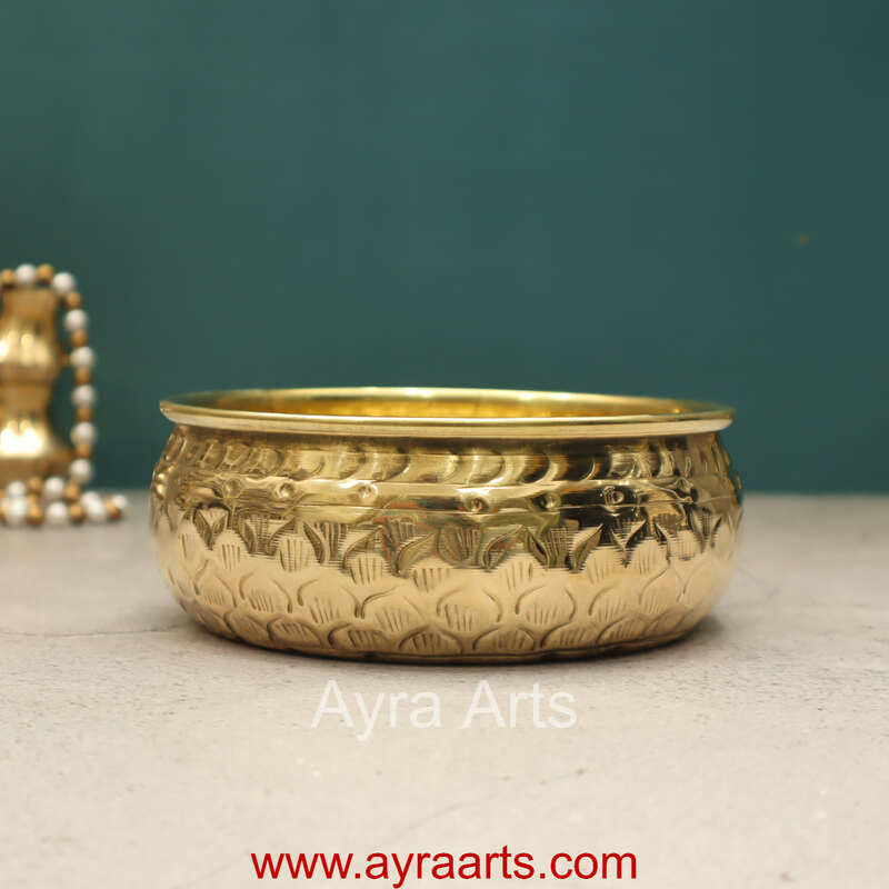 Brass Traditional Decorative Bowl Royal Urli Embossed Design for Home Decor